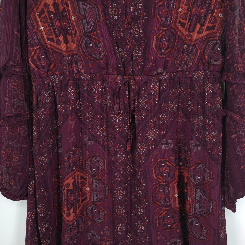 Frye and Co. Royal Plum Boho Long Sleeve Plus Size Dress Size XL NWT - Picture 6 of 14